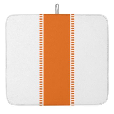 Orange Solid Color Texture Dish Drying Mat for Kitchen Counter, Simple Orange Stripes Absorbent Reversible Dish Drainer Rack Mats for Coffee Bar Mats 18''x24'' 1 PCS