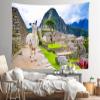 Loccor Machu Picchu Tapestry Comical White Lama Stands Losing Urban Ruins in Peru Green Hills Wall Hanging Peruvian Historic Sanctuary Tapestry for Living Room Bedroom Dorm Home Decor 120x100inch view 3