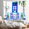Loccor Greek Street Tapestry Traditional Blue Greece Street Savern Tapestry Wall Hanging Momma Mia Theme Birthday Party Decorations for Living Room Bedroom Dorm Home Decor 70x45inch view 3