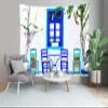Loccor Greek Street Tapestry Traditional Blue Greece Street Savern Tapestry Wall Hanging Momma Mia Theme Birthday Party Decorations for Living Room Bedroom Dorm Home Decor 70x45inch view 4