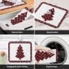Christmas Tree Dish Drying Mat for Kitchen Counter, Xmas Tree Red Black Plaid Snowflake Absorbent Reversible Dish Drainer Rack Mats for Coffee Bar Mats 18''x24'' 1 PCS view 4
