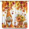 Autumn Gnome Kitchen Window Curtains,Rustic Farmhouse Fall Harvest Thanksgiving Pumpkin Maple Leaves Mushroom Print Home Window Drapes for Kids Boys Girls Bedroom Living Room,Orange 84x84in view 1
