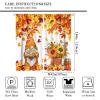 Autumn Gnome Kitchen Window Curtains,Rustic Farmhouse Fall Harvest Thanksgiving Pumpkin Maple Leaves Mushroom Print Home Window Drapes for Kids Boys Girls Bedroom Living Room,Orange 84x84in view 2