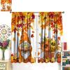 Autumn Gnome Kitchen Window Curtains,Rustic Farmhouse Fall Harvest Thanksgiving Pumpkin Maple Leaves Mushroom Print Home Window Drapes for Kids Boys Girls Bedroom Living Room,Orange 84x84in view 3