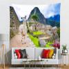 Loccor Machu Picchu Tapestry Comical White Lama Stands Losing Urban Ruins in Peru Green Hills Wall Hanging Peruvian Historic Sanctuary Tapestry for Living Room Bedroom Dorm Home Decor 70x45inch view 2