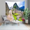 Loccor Machu Picchu Tapestry Comical White Lama Stands Losing Urban Ruins in Peru Green Hills Wall Hanging Peruvian Historic Sanctuary Tapestry for Living Room Bedroom Dorm Home Decor 70x45inch view 4
