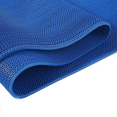 Blue Non-Slip PVC Drainage Mat Commercial Waterproof Floor Mat, 5mm Thick Indoor Outdoor Wet Area S-Shaped Carpet, for Bathroom Swimming Pool Kitchen Restaurant (Color : Blue, Size : 90cmx60cm)