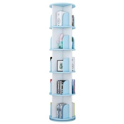 Bookshelf Solid Wood Rotating Bookshelf Simple Household Children's Picture Book Holder Living Room Study Corner Small Bookcase Can Hold Magazines and Books (Color : Blue, Size : 5 Layers)