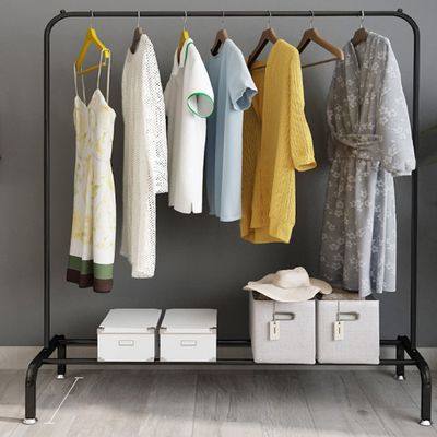 AZHANGYB Clothes Rack, Industrial Pipe Clothing Garment Rack On Wheels With Brakes, Heavy Duty Sturdy Metal Rolling Clothing Coat Rack Holder (A)