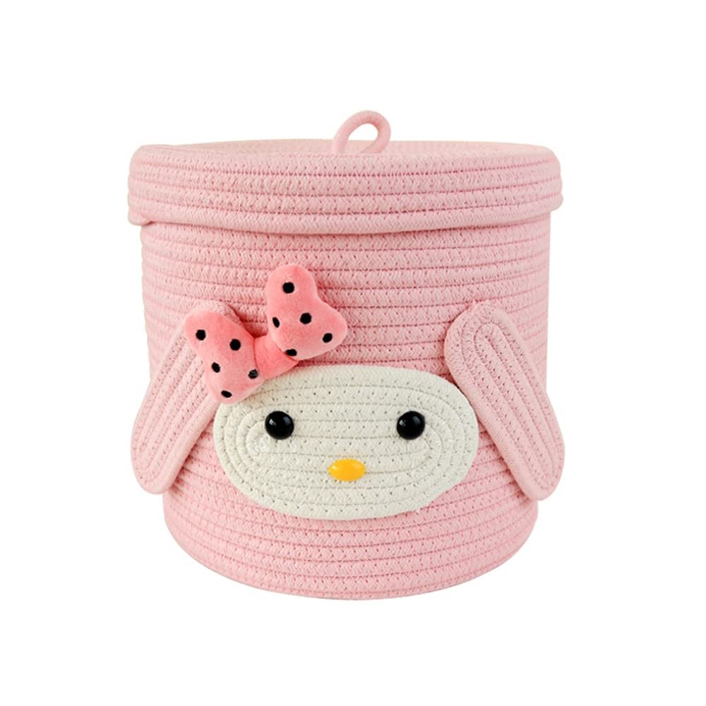 BOOMLATU Weave Rope Round Storage Basket with Lid,Cute Small Basket Idea for Organizing and Storing (Style 12)