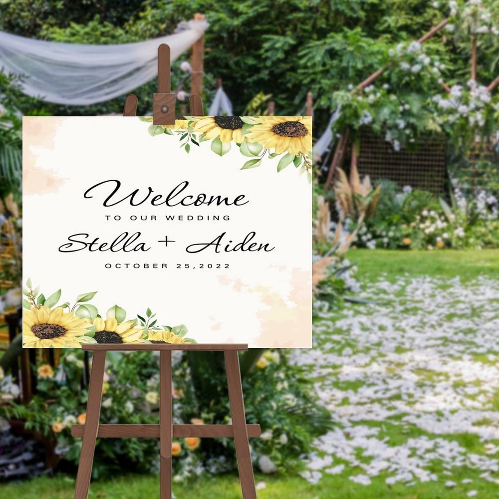 Welcome to Our Wedding Welcome Sign Floral Wood Home Sign Welcome To Our Happily Ever After Personalized Wedding Wood Guestbook for Wedding Reception Ceremony Engagement Party Decorations 16x20