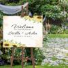 Welcome to Our Wedding Welcome Sign Floral Wood Home Sign Welcome To Our Happily Ever After Personalized Wedding Wood Guestbook for Wedding Reception Ceremony Engagement Party Decorations 16x20 view 1