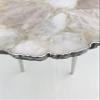 AANTHROPOLOGY By Rhea Rose Quartz Agate Organic Edge Side/Coffee Table (Silver - Finish), Diameter(14 inch) view 1
