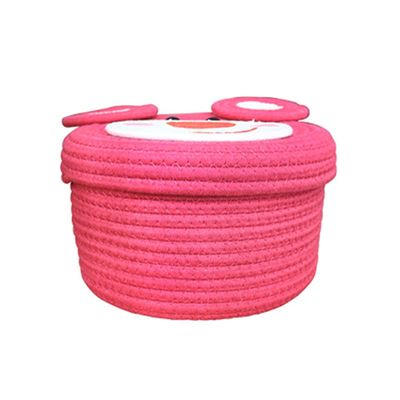 BOOMLATU Weave Rope Round Storage Basket with Lid,Cute Small Basket Idea for Organizing and Storing (Style 3)