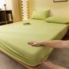 FCLDESHOP Bedding Bed Sheets,Thick Brushed Solid Color Mattress Protector, Bedroom Hotel Mattress Topper, Fit 12"/30cm Deep Mattress,Green,200x220cm+30cm view 1