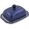 Polmedia Polish Pottery Butter Dish UNIKAT - Starry Night Pattern Handmade in Boleslawiec Poland by Ceramika Artystyczna + Certificate of Authenticity view 1