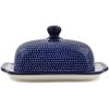 Polmedia Polish Pottery Butter Dish UNIKAT - Starry Night Pattern Handmade in Boleslawiec Poland by Ceramika Artystyczna + Certificate of Authenticity view 3