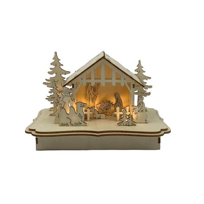 9" Brown Pre-Lit LED Lighted Nativity Scene Tabletop Christmas Decoration