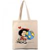 Cotton Canvas Tote Bag for Women,Mafalda Corazon Earth Tote Bags,Reusable Shopping Bags,Beige,13.77"x15.75" view 1