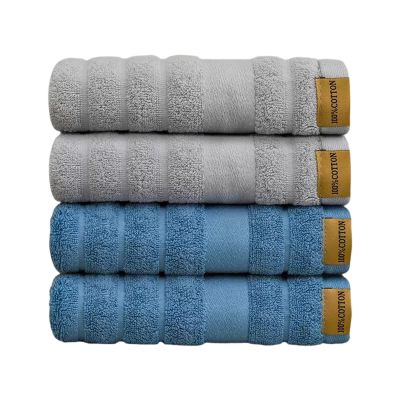 SKIITOON Quick-Dry Luxury Towels-4 Piece Set,Pure Cotton Towels 13X30 Inch,for Hotels,Spa,Home,Shower,High Terry Density,Strong Water Absorption,Perfect for Men,Lady (Color : Grey-Blue)