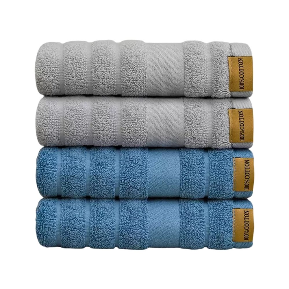 SKIITOON Quick-Dry Luxury Towels-4 Piece Set,Pure Cotton Towels 13X30 Inch,for Hotels,Spa,Home,Shower,High Terry Density,Strong Water Absorption,Perfect for Men,Lady (Color : Grey-Blue)