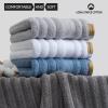 SKIITOON Quick-Dry Luxury Towels-4 Piece Set,Pure Cotton Towels 13X30 Inch,for Hotels,Spa,Home,Shower,High Terry Density,Strong Water Absorption,Perfect for Men,Lady (Color : Grey-Blue) view 4