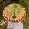 Angoily Hat Chinese Woven Cap Rustic Pineapple Hat Rice Farmer s Garden Fishing Stage Performance Cosplay Booth Photo Props for Hiking 32cm view 4
