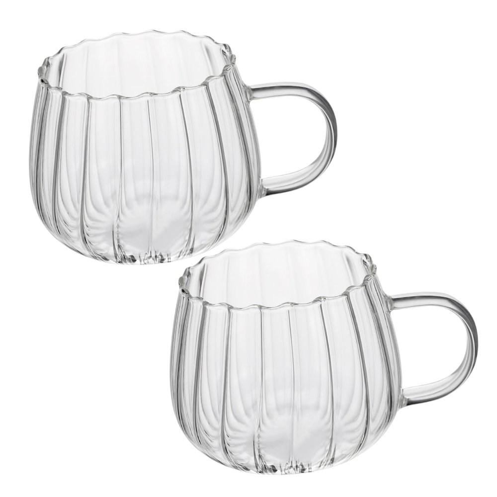 2Pcs Transparent Mugs with Handle Tea Mugs for Hot and Cold Drinks Soup Water Milk Drinking Cups