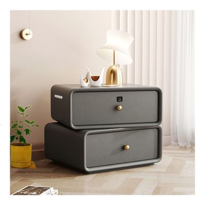 Smart Nightstand with Charging Station and Fingerprint Lock,de Table with Drawer,Modern Solid Wood Bedside Table,Upper 360 Rotatable,for Living Room,Sofa,Office Customizable (Color : 10.Dark Grey,