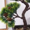 Artificial Bonsai Tree High-End Simulation Welcoming Pine Bonsai Green Plastic Green Plants Potted Desktop Fake Flower Set Home Decoration Maintenance Free view 3