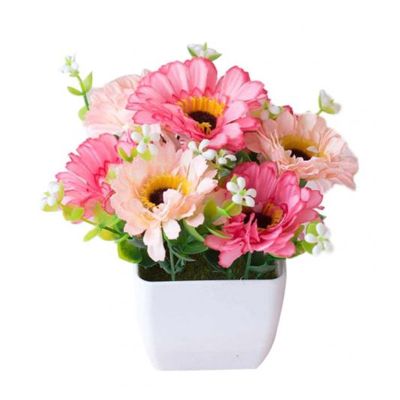 Artificial Trees Artificial Chrysanthemum Flower Potted Plant Lifelike Wood Pot Bonsai Home Garden Ornaments Decoration Artificial Bonsai (Color : 1)