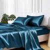 MR&HM Satin Bed Sheets, Twin Size Sheets Set, 3 Pcs Silky Bedding Set with 15 Inches Deep Pocket for Mattress (Twin, Teal) view 1