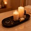 KUMGROT Candle Plate Stainless Steel Candle Tray Candle Holder Plate Decorative Small Bathroom Sink Vanity Trays Candle Dish for Jewelry Candle Trimmer (9 Inch Black) view 4