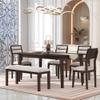 Nimaolt 60" Dining Table Set for 6, Classic Style Wood Dining Table with 4 Upholstered Dining Chairs & 1 Bench, 6 - Piece Dining Table and Chairs Set for Dining RoomKitechen view 1