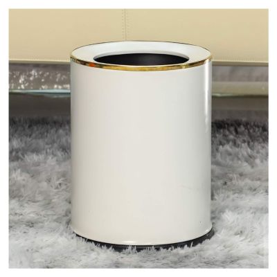 DYPASA Garbage Recycling Bin Light Luxury Round Trash Can Household Uncovered Living Room Bedroom Garbage Bin Simple and Modern Trash Bin, 14 Liters / 3.6 Gallons Kitchen Trash Can (Color : White-9L)