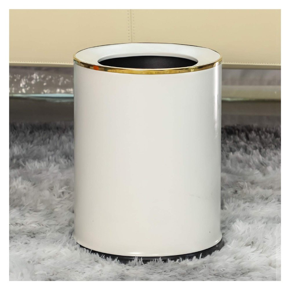 DYPASA Garbage Recycling Bin Light Luxury Round Trash Can Household Uncovered Living Room Bedroom Garbage Bin Simple and Modern Trash Bin, 14 Liters / 3.6 Gallons Kitchen Trash Can (Color : White-9L)