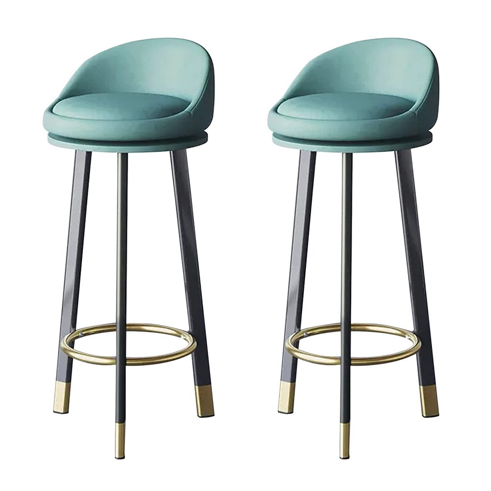 KAMPCO Set of 2 Counter Height Swivel Bar Stools with Backs, Faux Leather Upholstered Bar Chairs for Kitchens Island, Pub, Coffee, Home Dinning