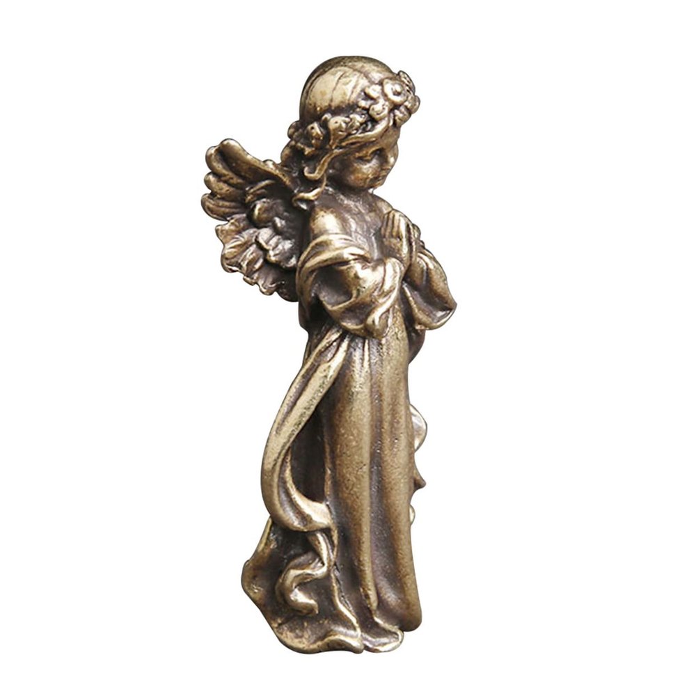 Cabilock Angel Table Decoration Blessing Angel Figure Little Angel Statues Outdoor Angel Statues Praying Angel Statue Tablescape Decor Copper Angel Figurine Decor Baby Brass Guardian Angel