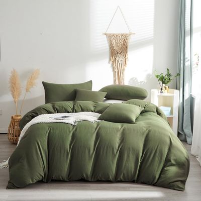 Pureant Olive Green Comforter Sets Queen Size Solid Dark Green Bedding Comforters Cotton Plain Army Green Soft Cozy Quilts Women Men Dark Grass Green Blankets Modern Minimalist Hunter Green Comforters