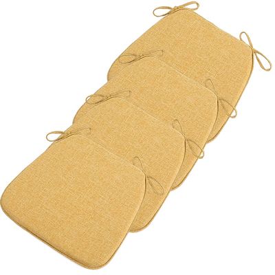 4 Set of Chair Cushion Ties for Dining Chairs Horseshoe Chair Cushion Anti-slip Solid Wood Memory Foam Chair Cushion Kitchen Chair Pad and Dining Seat Cushion with Machine Washable Linen Cover