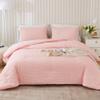 AveLom Blush Pink Seersucker California King Comforter Set (104x96 inches), 3 Pieces-100% Soft Washed Microfiber Lightweight Comforter with 2 Pillowcases, All Season Down Alternative Bedding Set view 1
