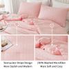 AveLom Blush Pink Seersucker California King Comforter Set (104x96 inches), 3 Pieces-100% Soft Washed Microfiber Lightweight Comforter with 2 Pillowcases, All Season Down Alternative Bedding Set view 4