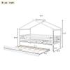Twin Size House Bed with Twin Size Trundle and Headboard, Wood Daybed Tent Bed for Kids Boys Girls, Can be Decorated (White view 2