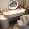 QQXX Makeup Vanity Set with 3 Color Lighted Mirror,Luxury Makeup Vanity Table with Drawers and Side Cabinet,Modern Bedroom Dressing Table with Cushioned Stool(31inch, Gray) view 1