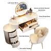 QQXX Makeup Vanity Set with 3 Color Lighted Mirror,Luxury Makeup Vanity Table with Drawers and Side Cabinet,Modern Bedroom Dressing Table with Cushioned Stool(31inch, Gray) view 2