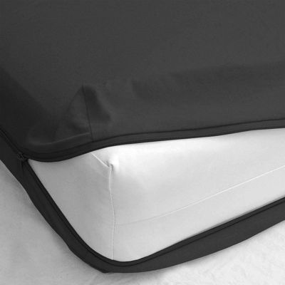 Zipper Fitted Sheet- Full Zipper Fitted Sheet 6 Inch Deep Pocket - 600 Threadcount 100% Egyptian Cotton Zipper Fitted Sheet (Black)