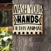 ArogGeld Wash Your Hands Tin Sign Inspirational Christian Saying Metal Tin Sign Home Sign Wall Decor Funny Plaque Sign Decor for Home Gate Garden Bars Restaurants 15.2x15.2in view 2