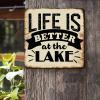 ArogGeld Life is Better at The Lake Metal Sign Positive Sayings Lettering Metal Wall Art Home Sign Wall Decor Abstract Plaque Tin Sign for Home Bar Pub Cafe Farm Room 15.2x15.2in view 2