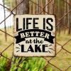 ArogGeld Life is Better at The Lake Metal Sign Positive Sayings Lettering Metal Wall Art Home Sign Wall Decor Abstract Plaque Tin Sign for Home Bar Pub Cafe Farm Room 15.2x15.2in view 4