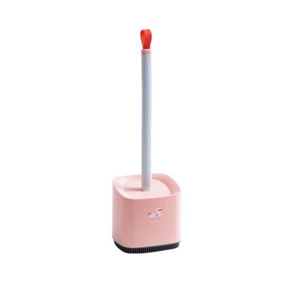 KAAZEE Toilet Brush Plastic Long Handle Toilet Brush Compact Toilet Brushes for Bathroom with Holder-deep Cleaning/Space Saving for Home Bathroom (Color : Pink, Size : 11.5 * 9 * 42.2CM)